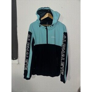 Alphalete EXP Tech Windbreaker Teal Blue & Black Men's Size Large Workout Gym